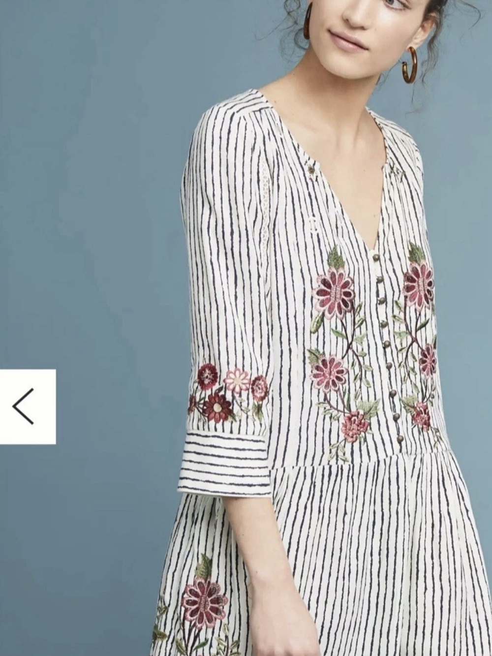 Anthropologie Akemi + Kin Embroidered Striped Peplum Dress SP